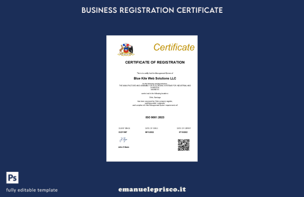 stile verificato Certificato di registrazione del Cile Modello Word e PDF